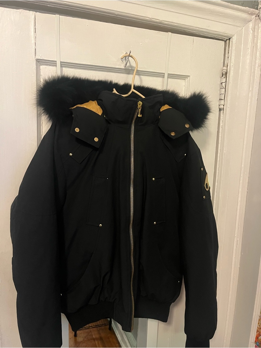 Black & Gold Moose Knuckle Jacket